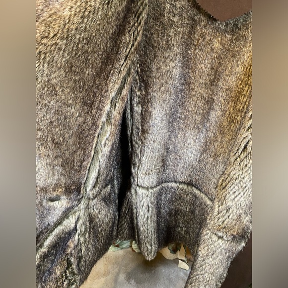 Vintage Apanage Faux Suede Fur Coat Jacket Leather Brown Shearling Sheepskin - Picture 11 of 16